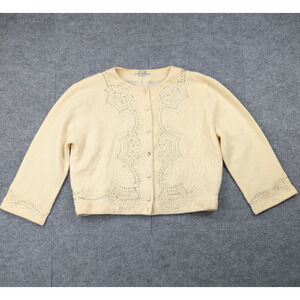 Dalton Virgin Cashmere Sweater Womens Medium Vintage Coquette Retro Lace Panels